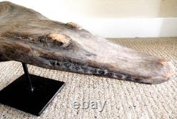 Sepik River Papua New Guinea Carved Canoe Prow, 16 inch on metal stand