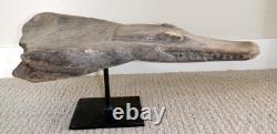 Sepik River Papua New Guinea Carved Canoe Prow, 16 inch on metal stand