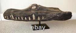 Sepik River Papua New Guinea Carved Canoe Prow, 18 inch on metal stand