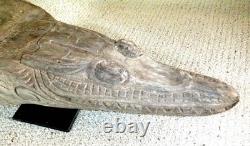 Sepik River Papua New Guinea Carved Canoe Prow, 18 inch on metal stand