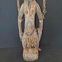 Sepik River Papua New Guinea Carved Painted Female Ancestor Figure 22 Inch