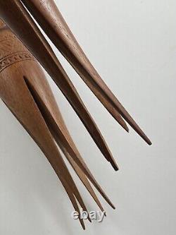 Set Of 2 CANNIBAL FORK FIJI PAPUA NEW GUINEA Iculanibokola Wood Hand Carving /r