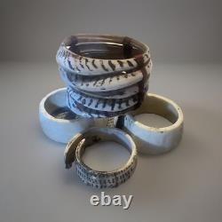 Set of 4 Opalescent Trocus Shell Bracelets Papua New Guinea Style