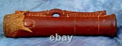 Small Papua New Guinea Kundu Drum hand-carved wood and snakeskin 29cm