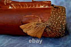 Small Papua New Guinea Kundu Drum hand-carved wood and snakeskin 29cm