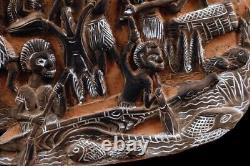 Story board, carved wood panel, Papua New Guinea, sculpture, pacific art