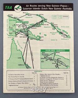 Taa Trans Australia Airlines Timetable Papua New Guinea August 1961 Route Map