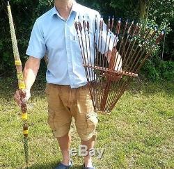 Traditional Recurve Archery Set With 20 Arrows Plus Holder (hand Painted)