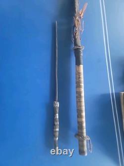 Tribal Papua New Guinea Sepik River Three Faced Lime Stick Finial With Spatula