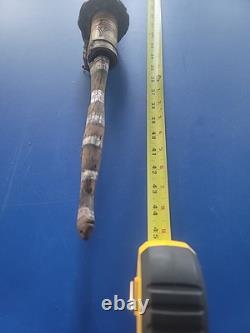 Tribal Papua New Guinea Sepik River Three Faced Lime Stick Finial With Spatula