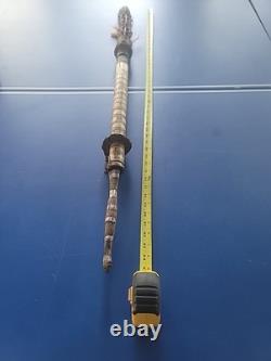 Tribal Papua New Guinea Sepik River Three Faced Lime Stick Finial With Spatula