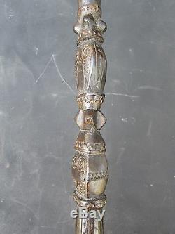 Trobriand Island Papua New Guinea Antique Carved Ebony Walking Stick 1900s