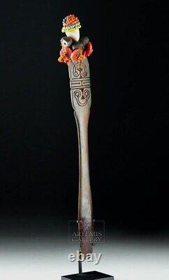 Trobriand Wood Lime Spatula with Currency Beads Trobriand Islands Papua New Guinea