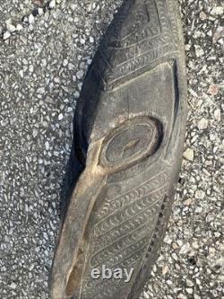 Unusual Old Papua New Guinea Carved Ancestor Spirit Mask Oceanic Tribal Art