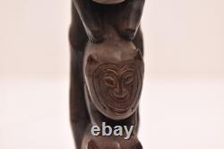VINTAGE Papua New Guinea Massim Wood Tribal Carving Figure Statue 10 Totem Pole