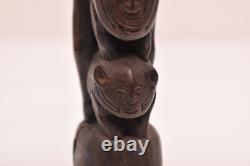 VINTAGE Papua New Guinea Massim Wood Tribal Carving Figure Statue 10 Totem Pole