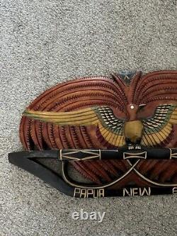 VTG CARVED PAPUA NEW GUINEA Wood Art Bird Of Paradise Tribal Wall Plaque