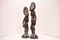 VTG Papua New Guinea Sepik River Ancestor Carved Figures Statue MAN WOMAN Couple