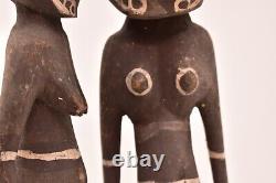 VTG Papua New Guinea Sepik River Ancestor Carved Figures Statue MAN WOMAN Couple