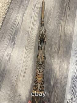 Vintage 24 Hand Carved Papua New Guinea Wooden Bird Figure Sculpture 1991