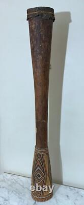 Vintage 42 Sepik Papua New Guinea Kundu Drum Snake Skin Beautiful Painting