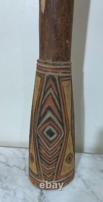 Vintage 42 Sepik Papua New Guinea Kundu Drum Snake Skin Beautiful Painting
