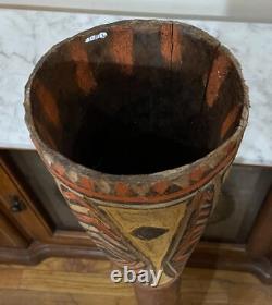 Vintage 42 Sepik Papua New Guinea Kundu Drum Snake Skin Beautiful Painting