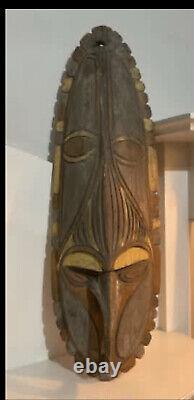 Vintage 55cm Wood HandCarved Papua New Guinea Tribal SEPIK RIVER Mask