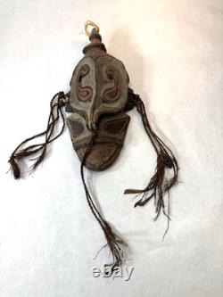 Vintage Carved Papua New Guinea Tribal Mask Sepik River Fibers 12 Face Tiki Bar