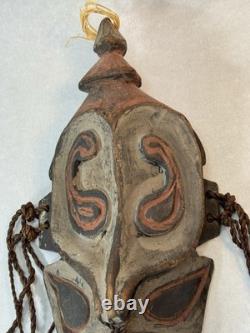 Vintage Carved Papua New Guinea Tribal Mask Sepik River Fibers 12 Face Tiki Bar