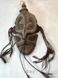 Vintage Carved Papua New Guinea Tribal Mask Sepik River Fibers 12 Face Tiki Bar