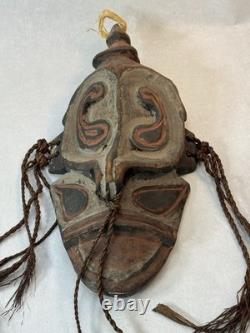 Vintage Carved Papua New Guinea Tribal Mask Sepik River Fibers 12 Face Tiki Bar
