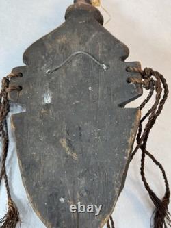 Vintage Carved Papua New Guinea Tribal Mask Sepik River Fibers 12 Face Tiki Bar