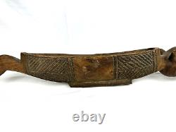 Vintage Hand Curved Papua New Guinea Crocodile Face Split Gong Wood Drum B14