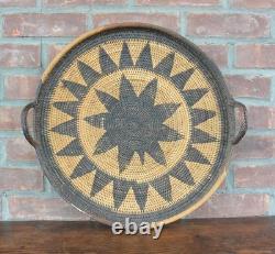 Vintage Hand Woven Papua New Guinea Baka Tray Basket, Wall Hanging, 18 Diameter