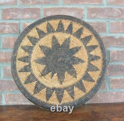 Vintage Hand Woven Papua New Guinea Baka Tray Basket, Wall Hanging, 18 Diameter