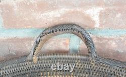 Vintage Hand Woven Papua New Guinea Baka Tray Basket, Wall Hanging, 18 Diameter
