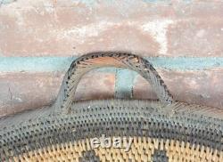 Vintage Hand Woven Papua New Guinea Baka Tray Basket, Wall Hanging, 18 Diameter
