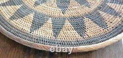 Vintage Hand Woven Papua New Guinea Baka Tray Basket, Wall Hanging, 18 Diameter