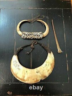 Vintage Kina Shell necklace and Boar tusk Papua New Guinea