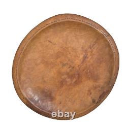 Vintage Large Wood Bowl Engraved Papua New Guinea Hand Carved Oceana Art