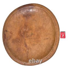Vintage Large Wood Bowl Engraved Papua New Guinea Hand Carved Oceana Art