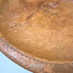 Vintage Large Wood Bowl Engraved Papua New Guinea Hand Carved Oceana Art