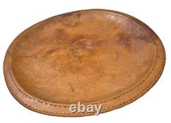 Vintage Large Wood Bowl Engraved Papua New Guinea Hand Carved Oceana Art