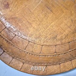 Vintage Large Wood Bowl Engraved Papua New Guinea Hand Carved Oceana Art