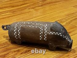 Vintage Massim Hand Carved Wood Pig Figurine Papua New Guinea Tribal Art 10