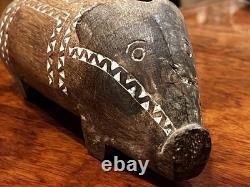 Vintage Massim Hand Carved Wood Pig Figurine Papua New Guinea Tribal Art 10