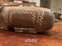 Vintage Massim Hand Carved Wood Pig Figurine Papua New Guinea Tribal Art 10