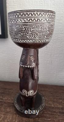 Vintage Massim Trobriand Islands Papua New Guinea Carved Figural Bowl 32cm