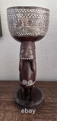 Vintage Massim Trobriand Islands Papua New Guinea Carved Figural Bowl 32cm